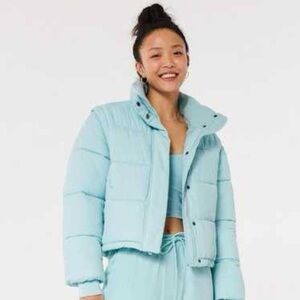 Hollister Gilly Hicks Convertible Multiway Sky Blue Puffer Jacket - Size Small